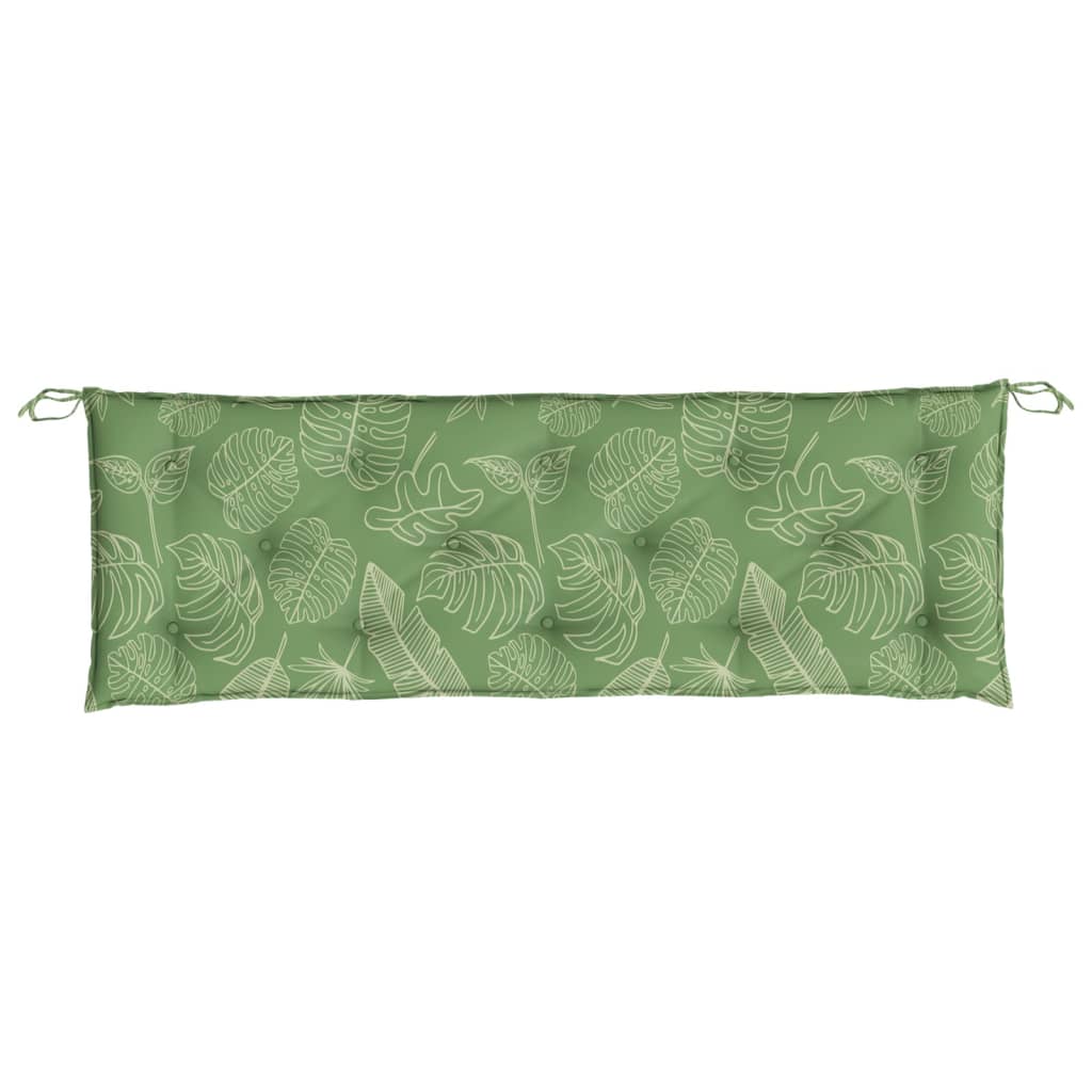 Green leaf-patterned Oxford fabric garden bench cushion, 59x20x3 inches.