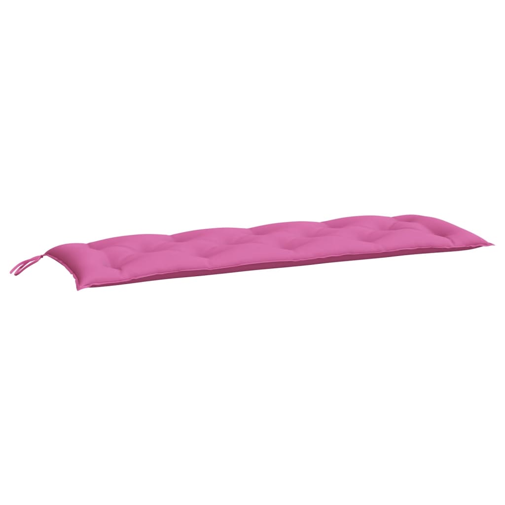 Pink garden bench cushion in Oxford fabric, 59.1x19.7x2.8 inches, with tufted design and ties.