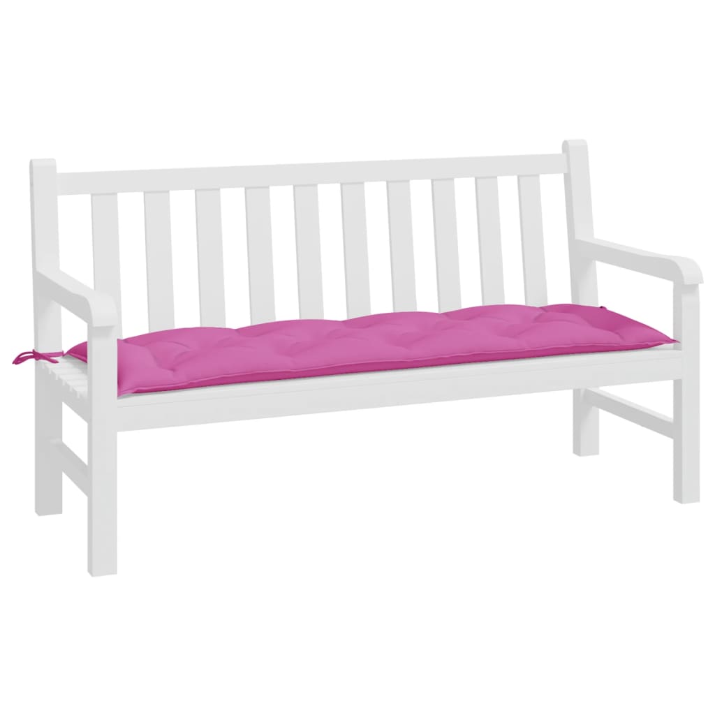 Pink Oxford fabric garden bench cushion with ties, 59.1x19.7x2.8 inches, soft and water-resistant.
