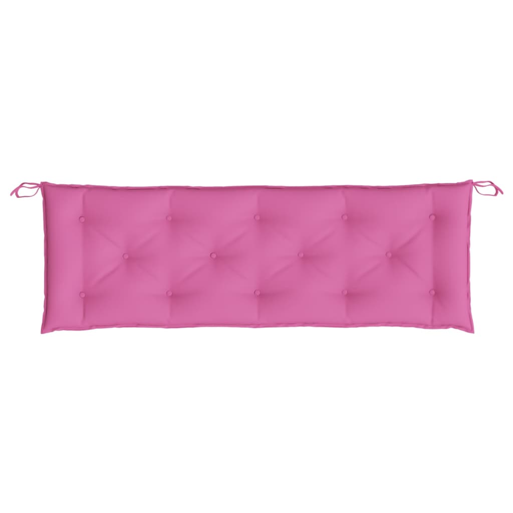 Pink garden bench cushion in Oxford fabric, measuring 59.1x19.7x2.8 inches, with ties.