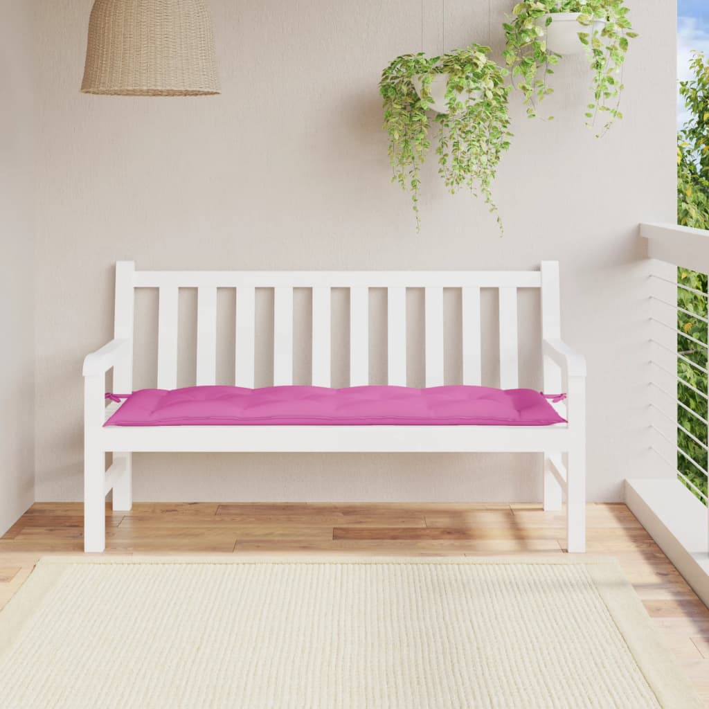 Pink garden bench cushion in Oxford fabric, sized 59.1x19.7x2.8 inches.