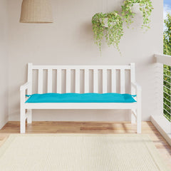 Turquoise garden bench cushion made of water-resistant Oxford fabric, 59.1 inches long.