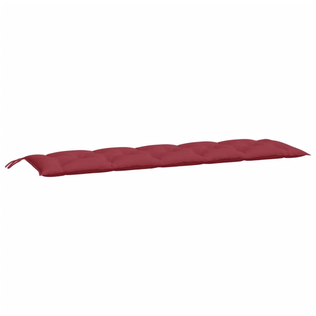 Wine red Oxford fabric garden bench cushion, 70.9x19.7x2.8 inches, with tufted sections and ties.