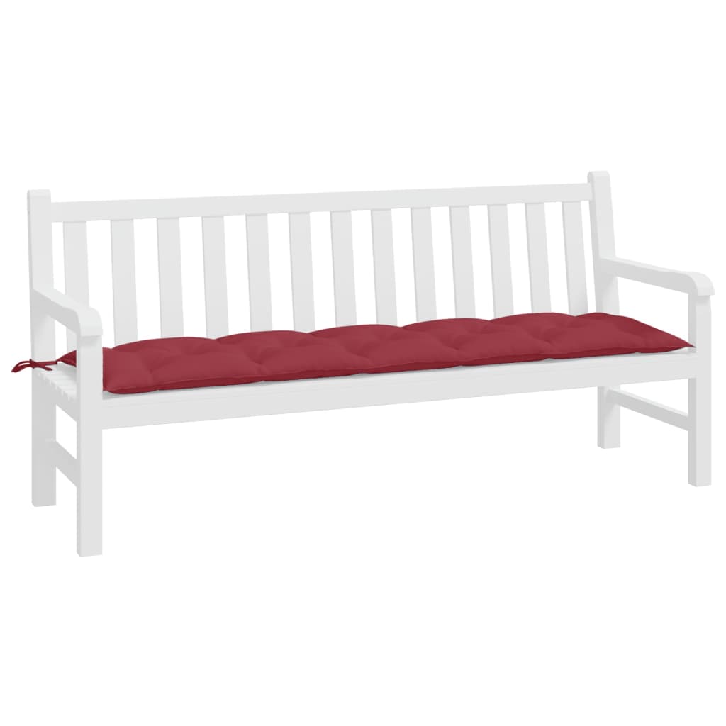 Wine red Oxford fabric garden bench cushion, 70.9x19.7x2.8 inches, with tufted design.