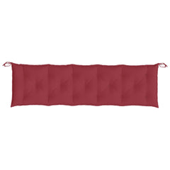 Wine red Oxford fabric garden bench cushion with tufted design and tie straps, 70.9x19.7x2.8 inches.