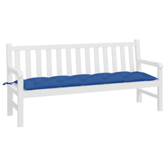 Royal blue Oxford fabric garden bench cushion with ties, 70.9x19.7x2.8 inches thick.