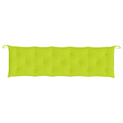 Bright green outdoor garden bench cushion made of water-resistant Oxford fabric, 70.9 inches long.