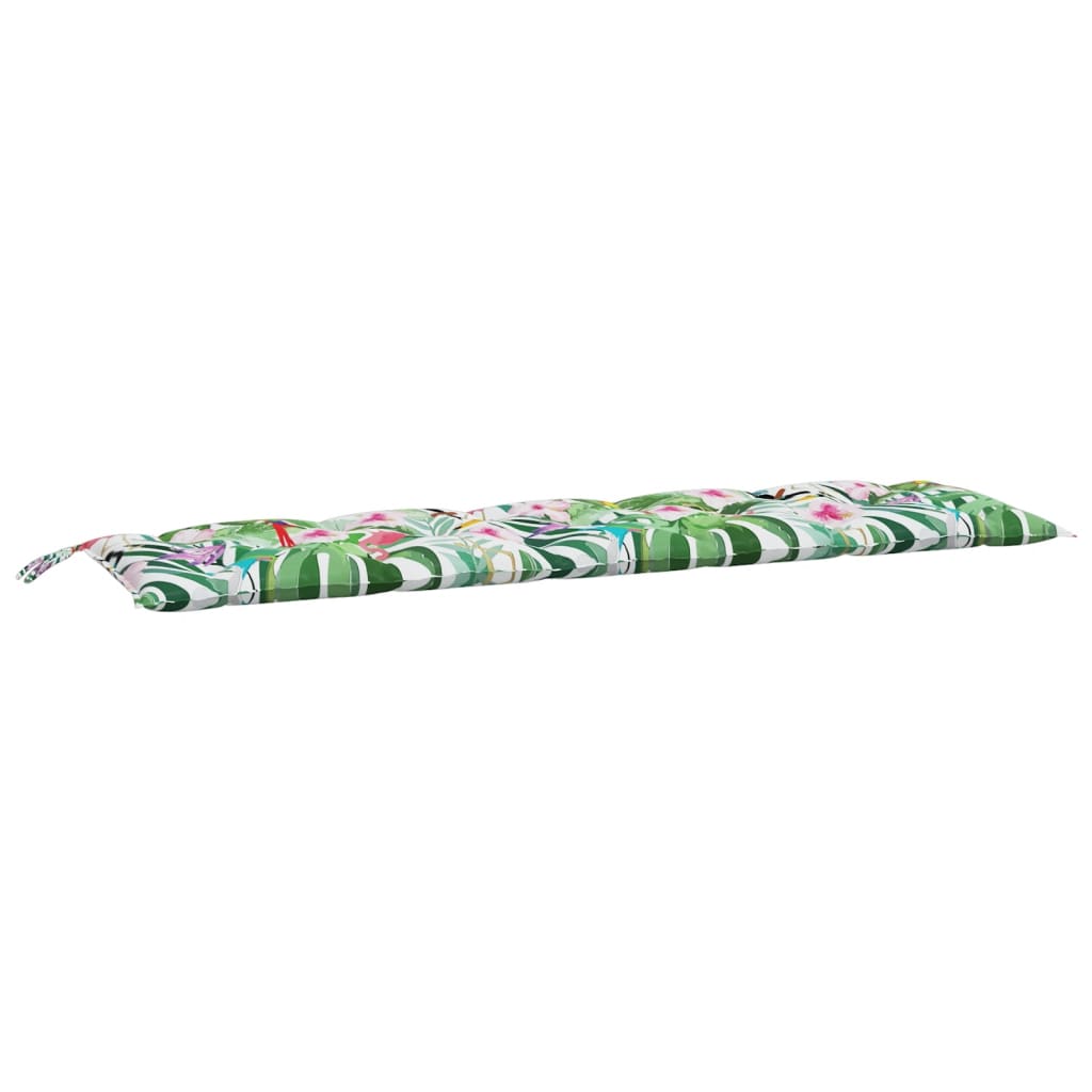 Multicolor garden bench cushion with floral print on Oxford fabric, 70.9x19.7x2.8in.