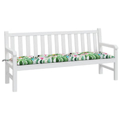 Multicolor garden bench cushion with birds-and-flowers print on Oxford fabric, 70.9x19.7x2.8 inches.