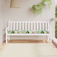 Multicolor garden bench cushion with birds-and-flowers print on Oxford fabric, sized 70.9x19.7x2.8 inches.