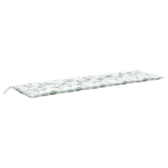 Leaf-pattern polyester garden bench cushion, 78.7x19.7x2.8 inches, with ties.