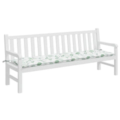 Leaf-pattern polyester garden bench cushion, 78.7x19.7x2.8 inches, with ties.