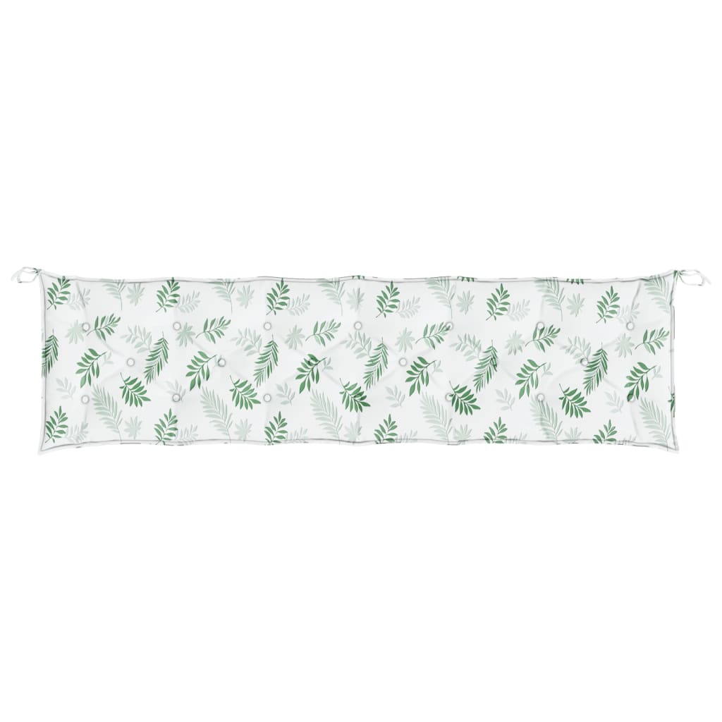 Leaf-pattern polyester garden bench cushion, 78.7x19.7x2.8 inches.