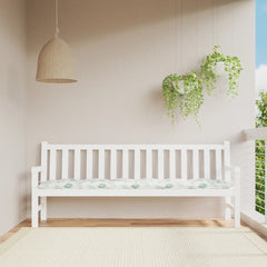 Leaf-pattern polyester garden bench cushion on a white bench, 78.7x19.7x2.8 inches.