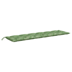 Green leaf-pattern polyester garden bench cushion, 78.7x19.7x2.8 inches, with ties.