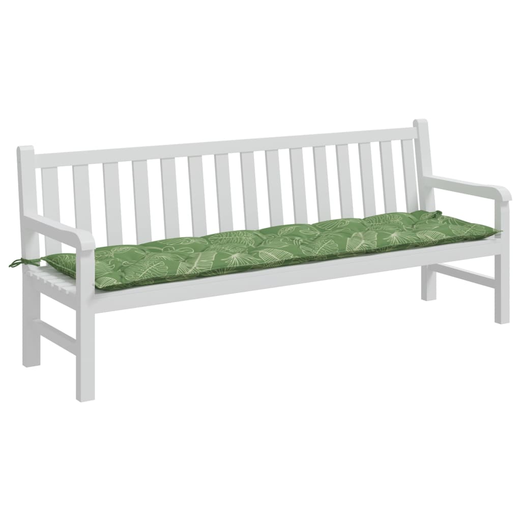 Leaf-pattern polyester garden bench cushion, 78.7x19.7x2.8 inches.