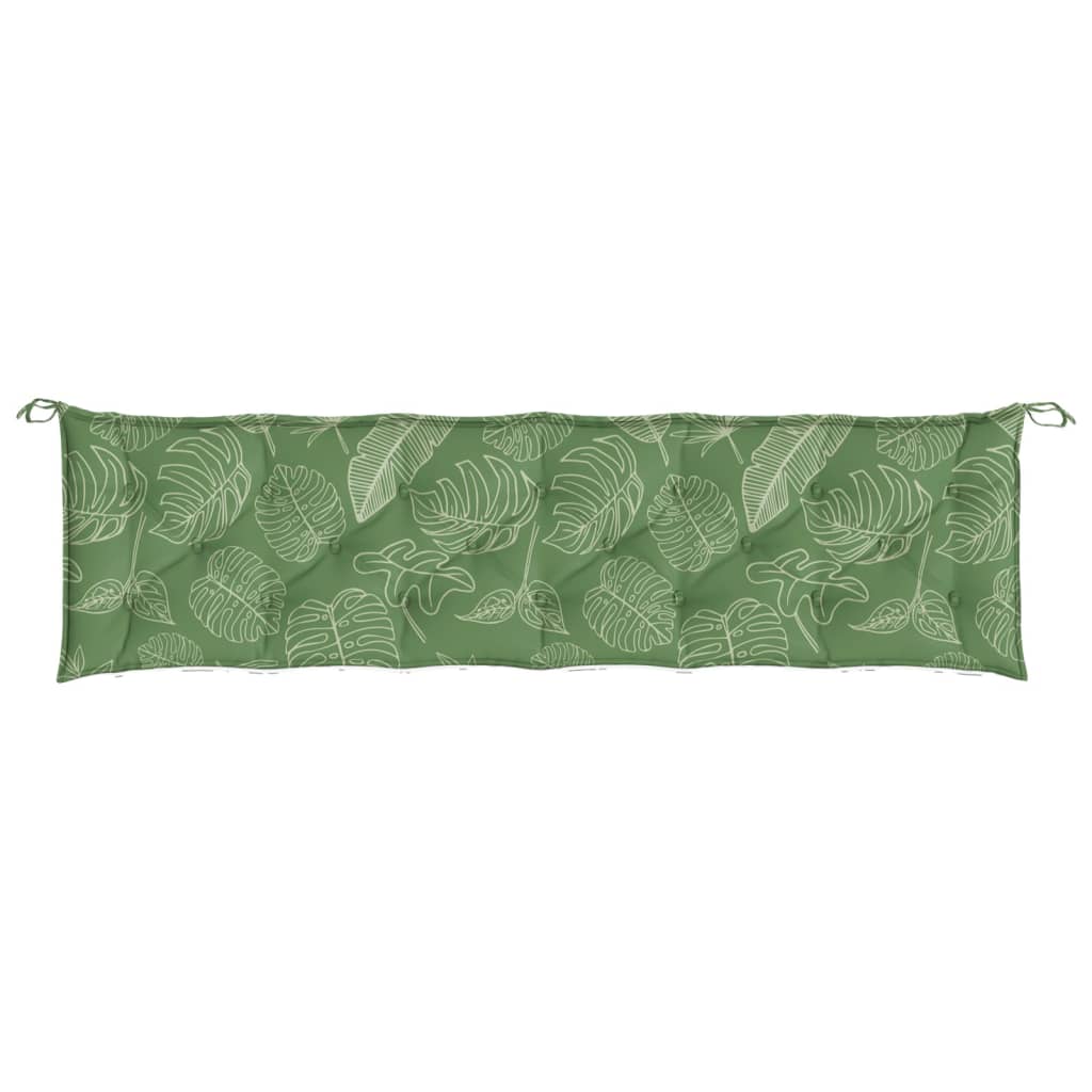 Green polyester garden bench cushion with leaf pattern, sized 78.7x19.7x2.8 inches.