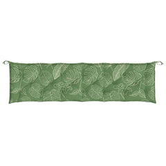 Green polyester garden bench cushion with leaf pattern, sized 78.7x19.7x2.8 inches.