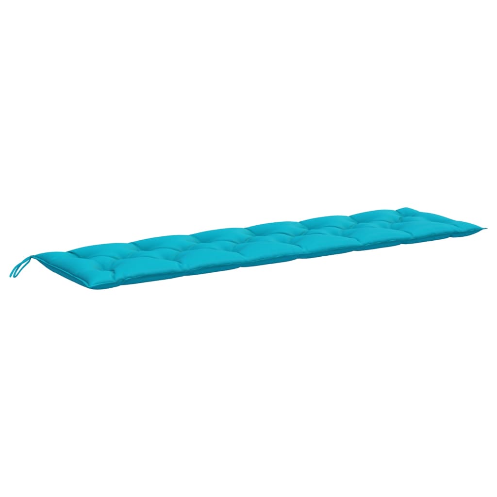 Turquoise polyester garden bench cushion, 78.7x19.7x2.8 inches, with ties.