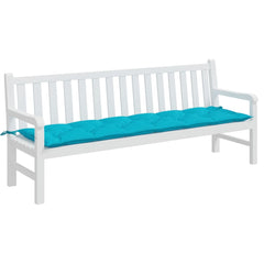 Turquoise polyester garden bench cushion, 78.7x19.7x2.8 inches, with ties.