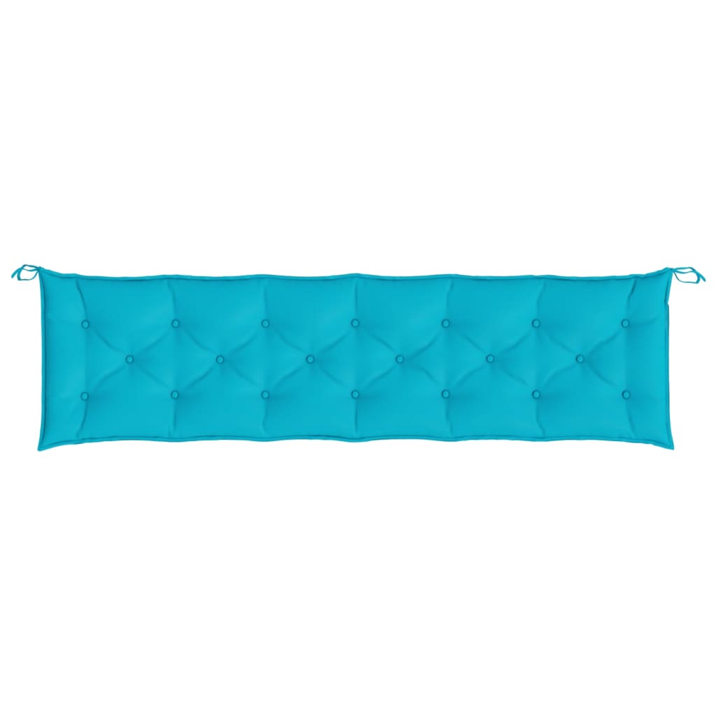 Turquoise polyester garden bench cushion, 78.7x19.7x2.8 inches, with ties.
