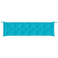 Turquoise polyester garden bench cushion, 78.7x19.7x2.8 inches, with ties.