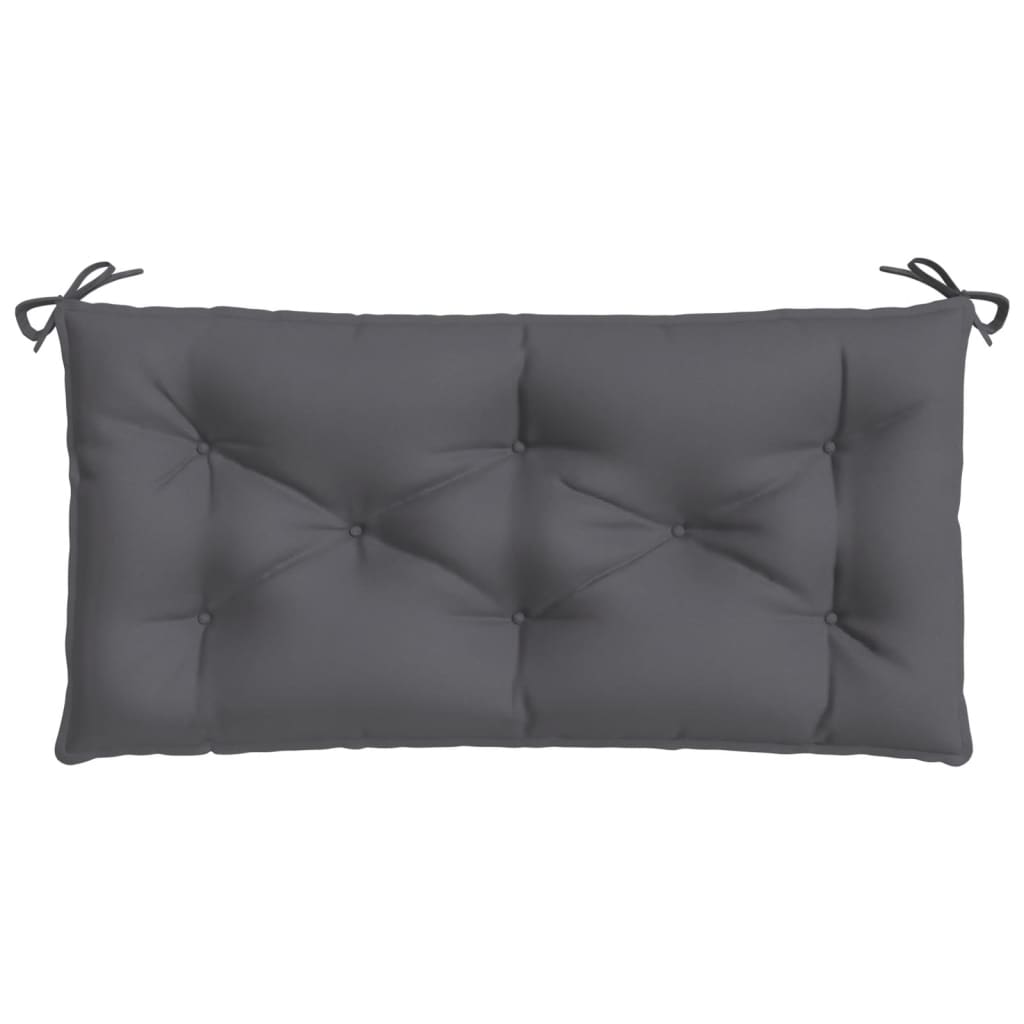 Two anthracite grey garden bench cushions made from Oxford fabric with corner ties.