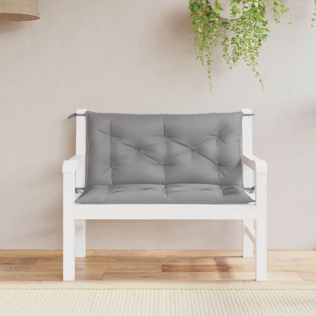 Gray Oxford fabric garden bench cushions set with ties, for 39.4-inch bench.
