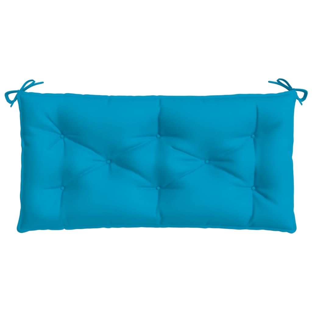 Light blue Oxford fabric garden bench cushions with ties, 2-pack.