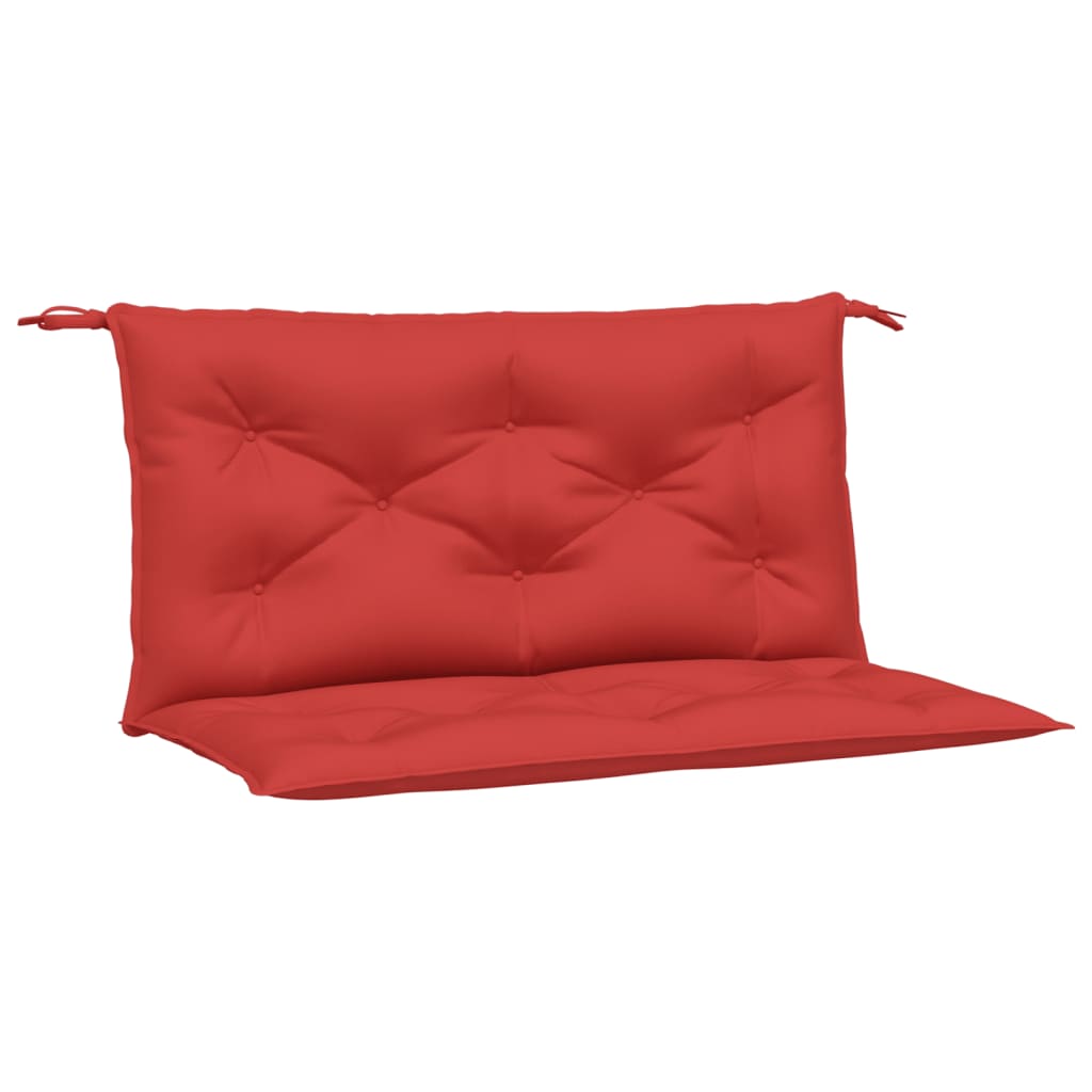 Red garden bench cushions in Oxford fabric, tufted design with ties, 39.4x19.7x2.8 inches.
