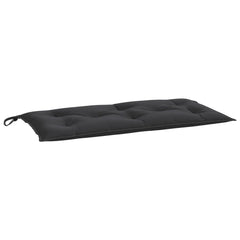 Two black Oxford fabric garden bench cushions, each 39.4x19.7x2.8 inches, with ties.