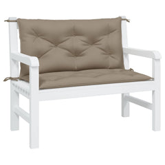 Taupe Oxford fabric garden bench cushions set with ties, 2 pieces.