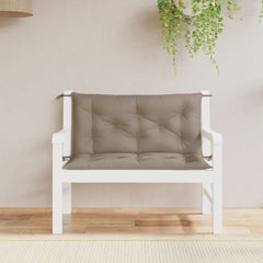 Taupe Oxford fabric garden bench cushions set with ties, 2 pieces.