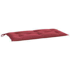 Two wine red Oxford fabric garden bench cushions with ties, each 39.4 by 19.7 inches.