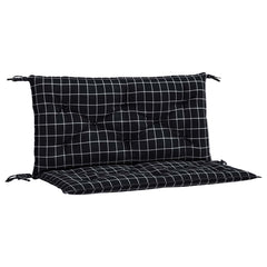 Two black checkered garden bench cushions, one seat and one back, with ties, 39.4x19.7x2.8 inches.