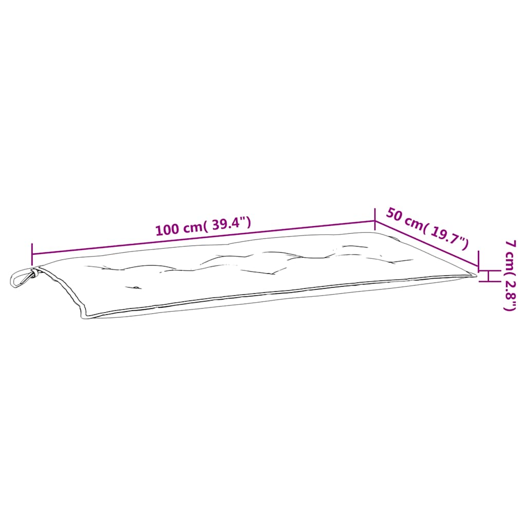 Two pink outdoor garden bench cushions with non-slip ties, 39.4x19.7x2.8 inches each.