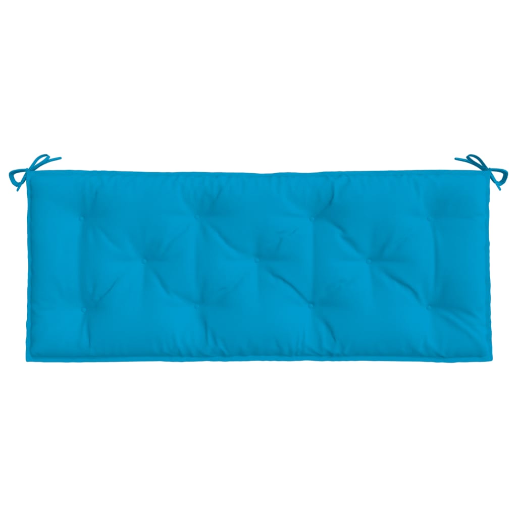 Light blue Oxford fabric garden bench cushions in a 2-piece set with non-slip ropes.