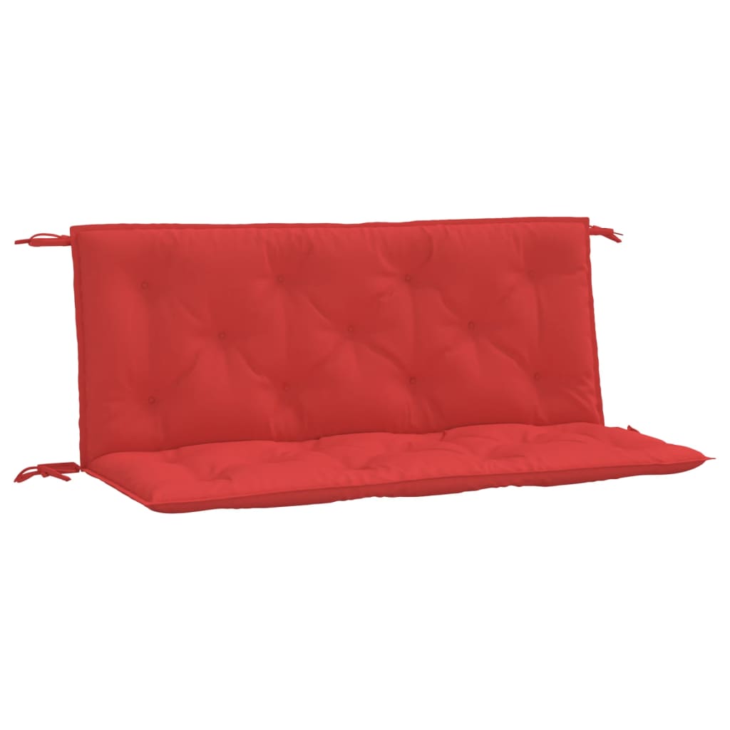 Red Oxford fabric garden bench cushions, two pieces, with soft hollow fiber filling and non-slip ropes.