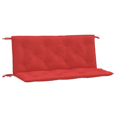 Red Oxford fabric garden bench cushions, two pieces, with soft hollow fiber filling and non-slip ropes.