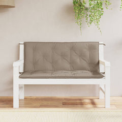 Two taupe Oxford fabric bench cushions with tufted design and non-slip ties, sized 47.2 x 19.7 x 2.8 inches.