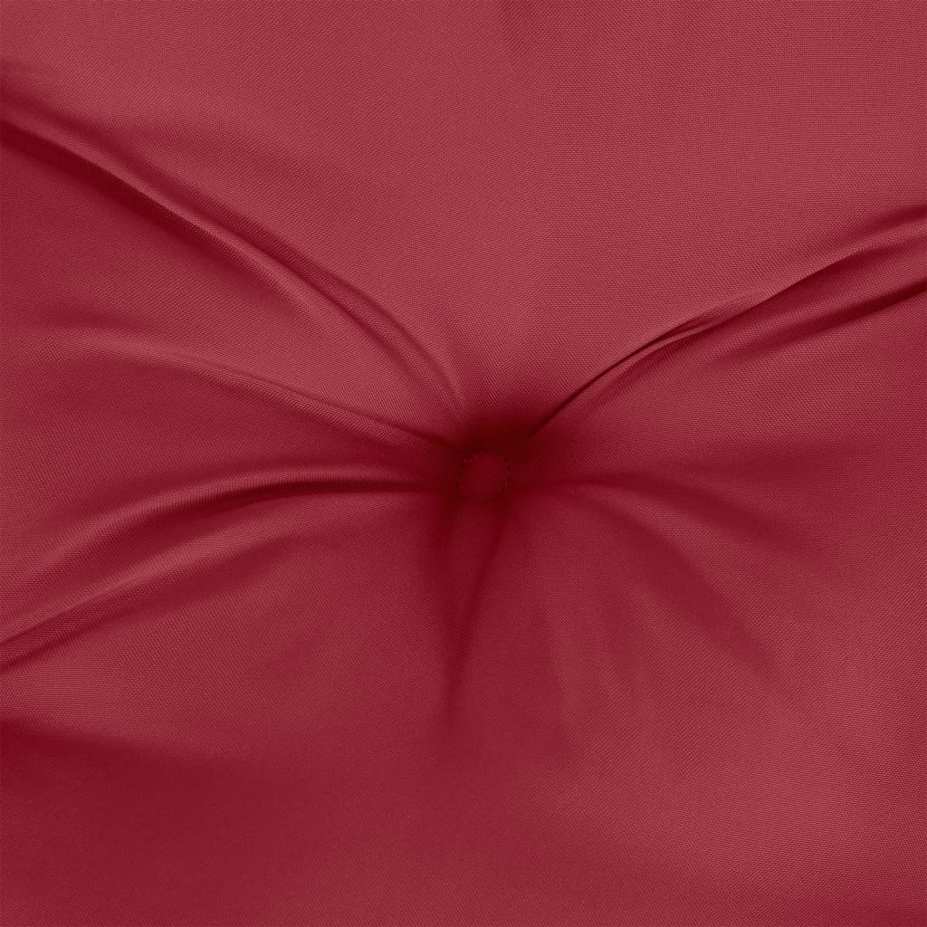 Two-piece wine red garden bench cushions made of durable Oxford fabric with tufted design.