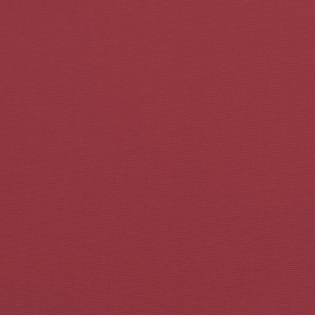 Two wine red Oxford fabric garden bench cushions, one for seat and one for back.