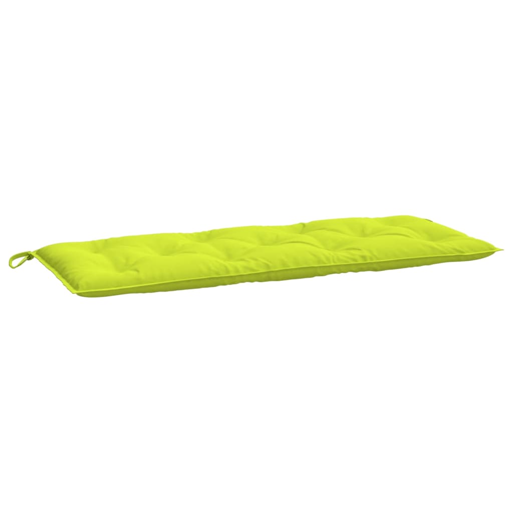 Two bright green garden bench cushions made of water-resistant Oxford fabric with non-slip ropes.