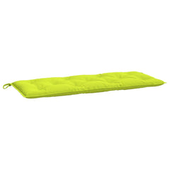 Two bright green garden bench cushions made of water-resistant Oxford fabric with non-slip ropes.