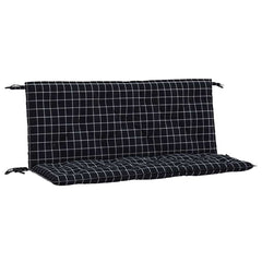 Black check garden bench cushions made of water-repellent Oxford fabric, 2 pieces.