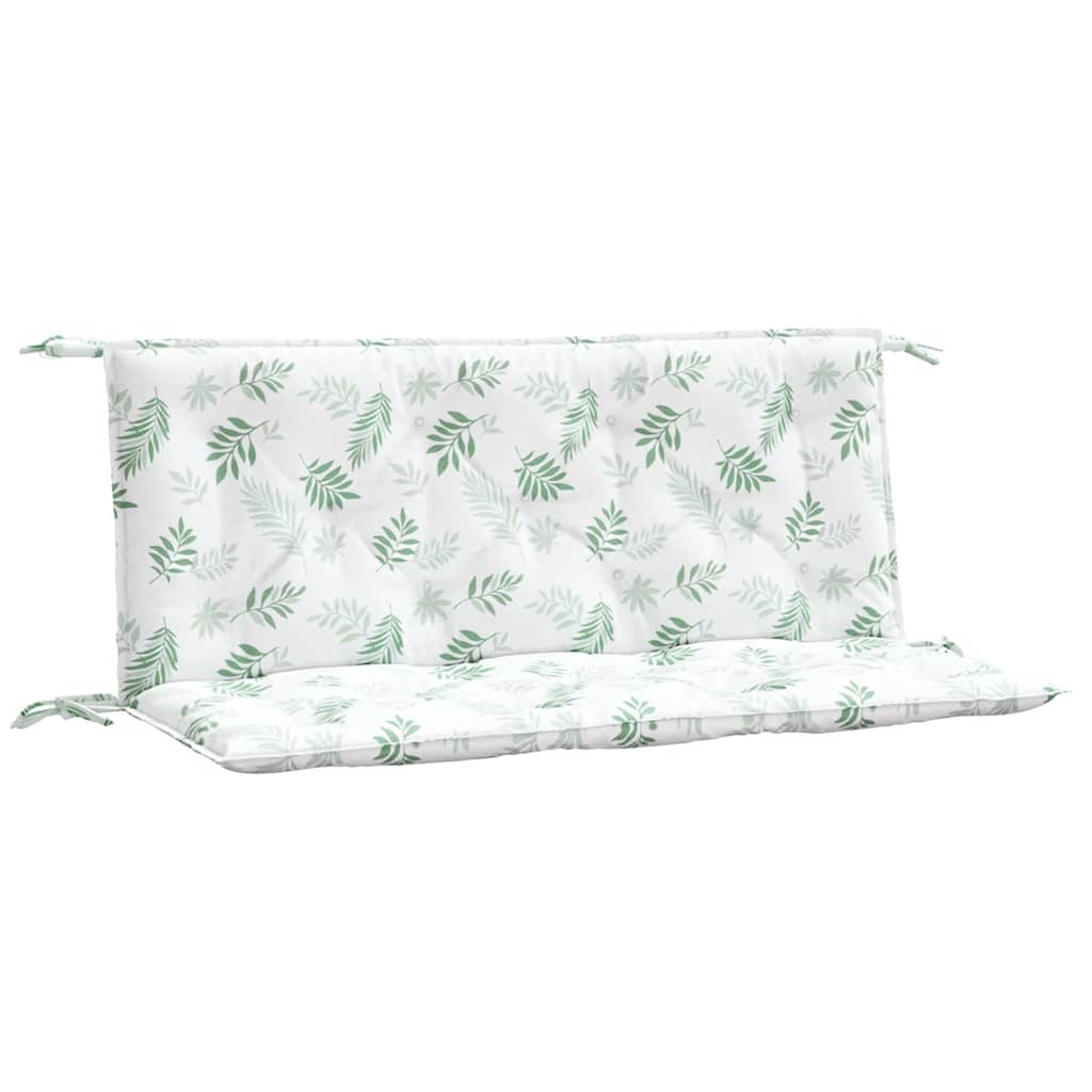 Leaf pattern outdoor bench cushions with ties, 47.2 inches, in vibrant green and cream colors.