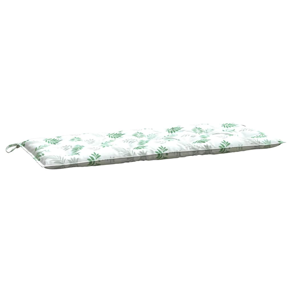 Leaf pattern outdoor bench cushions with ties for secure fit and plush support.