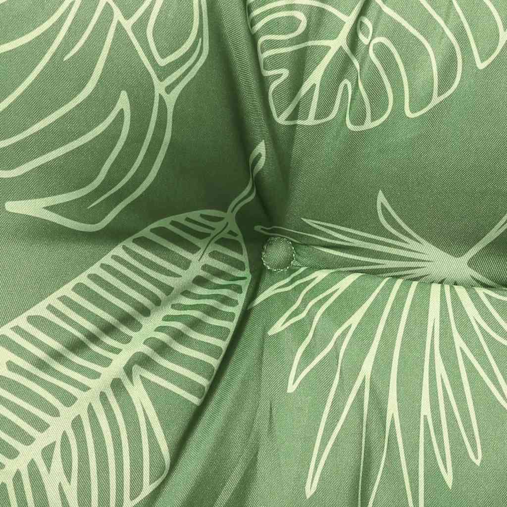 Leaf pattern garden bench cushions in green and beige, measuring 47.2 x 19.7 x 2.8 inches.