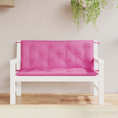 Two pink outdoor garden bench cushions, 47.2x19.7x2.8 inches, for seat and back.