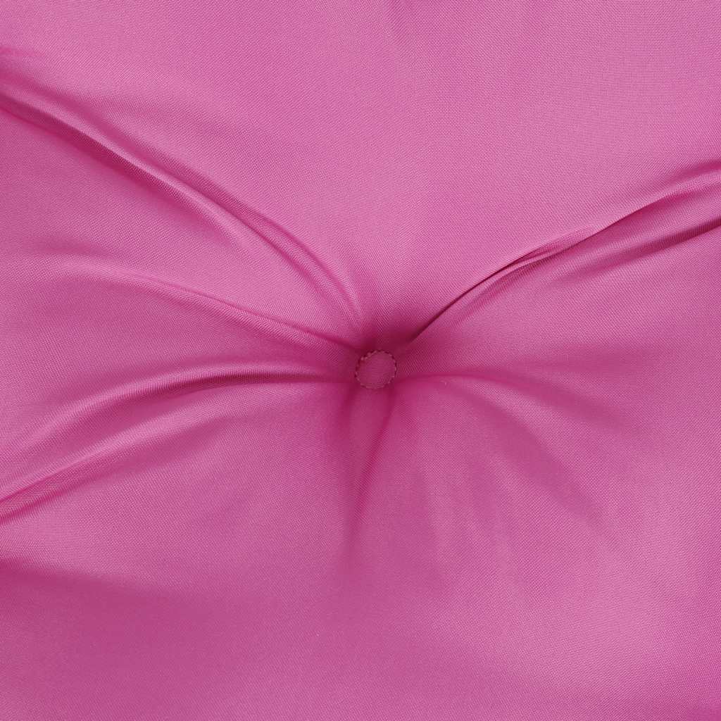 Two pink outdoor garden bench cushions, 47.2x19.7x2.8 inches each, with ties.